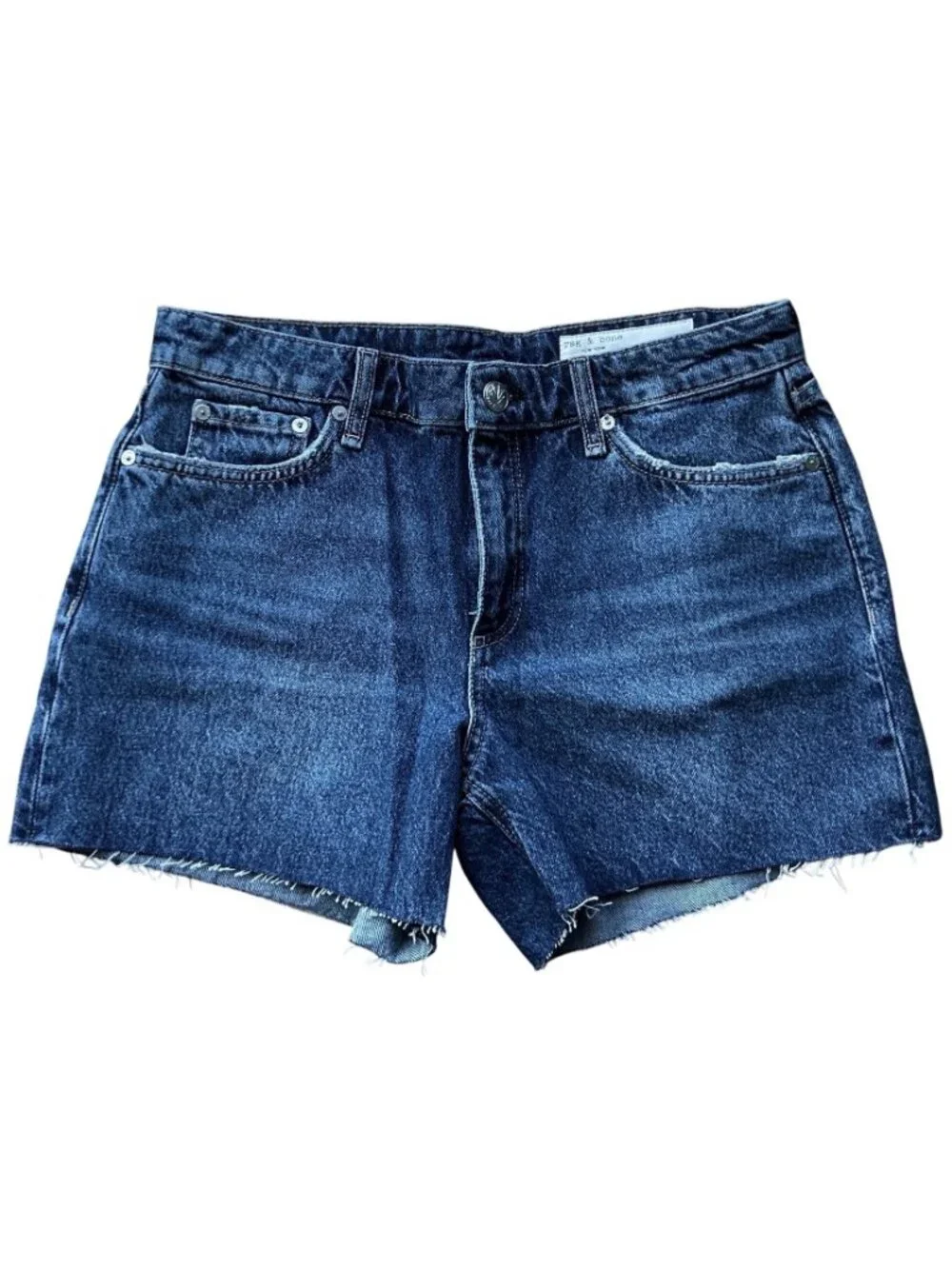 Rag & Bone Dre Raw Hem Boyfriend Low Rise Denim Shorts Cannon 28 New With Tags